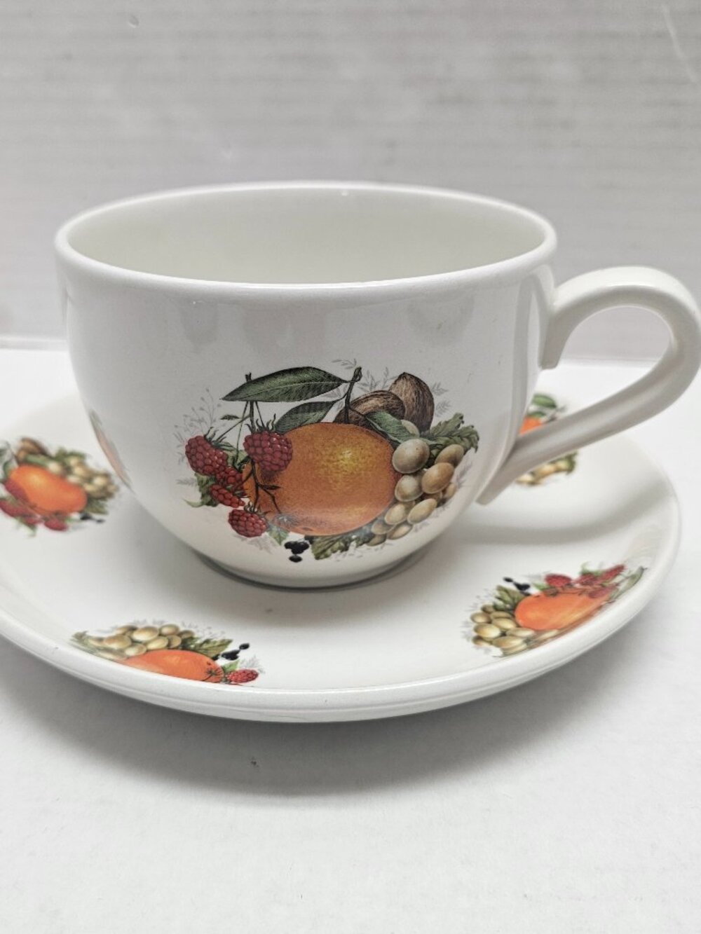 Portmeirion Pottery Made in England Fruit Large Mug /Cup & Saucer Stoke on Trent